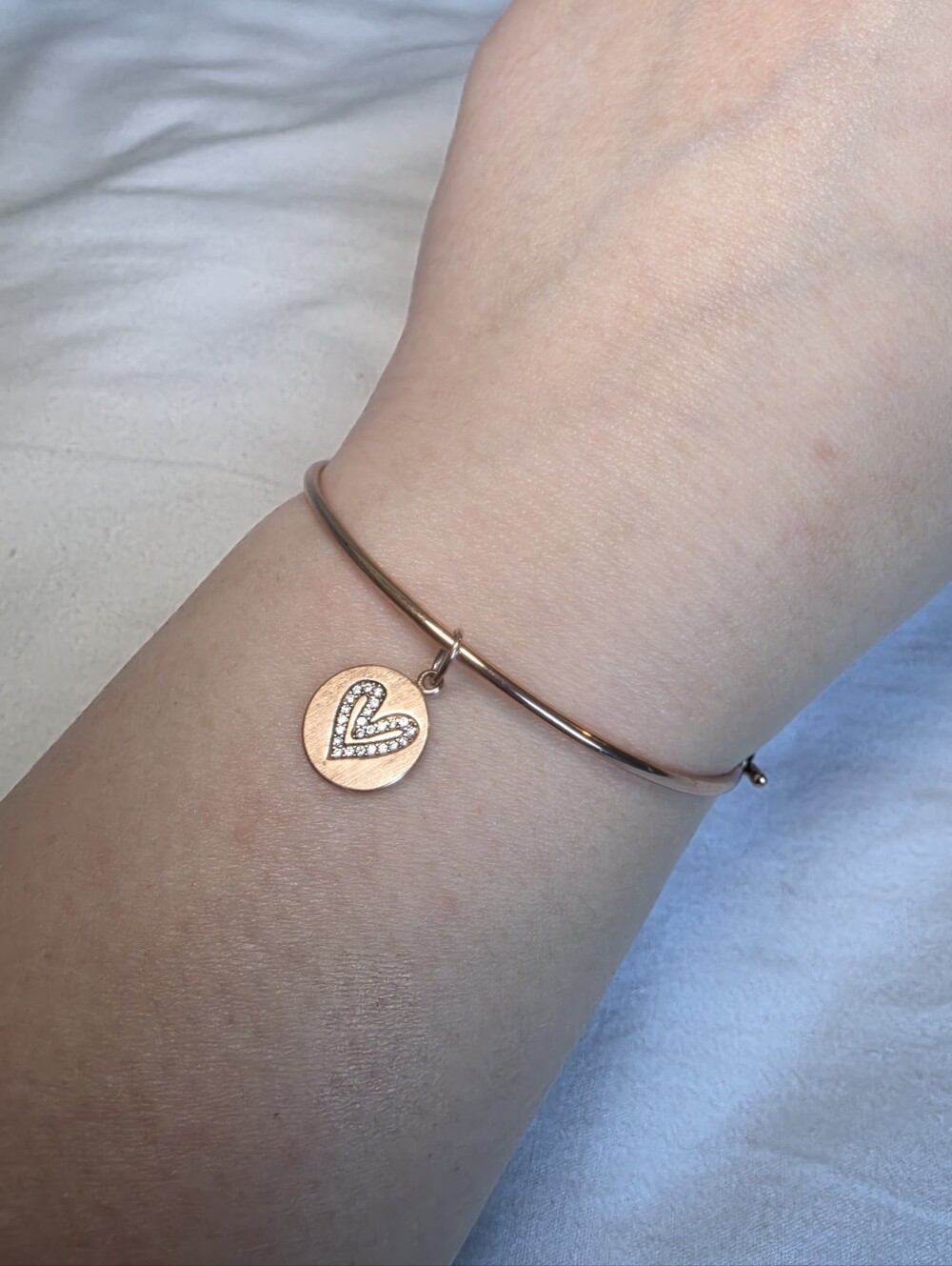 Origami Owl Rose Gold Heart Charm Bangle Bracelet